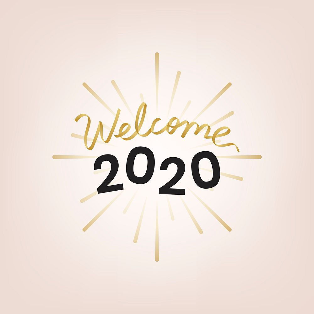 Golden welcome typography 2020 vector