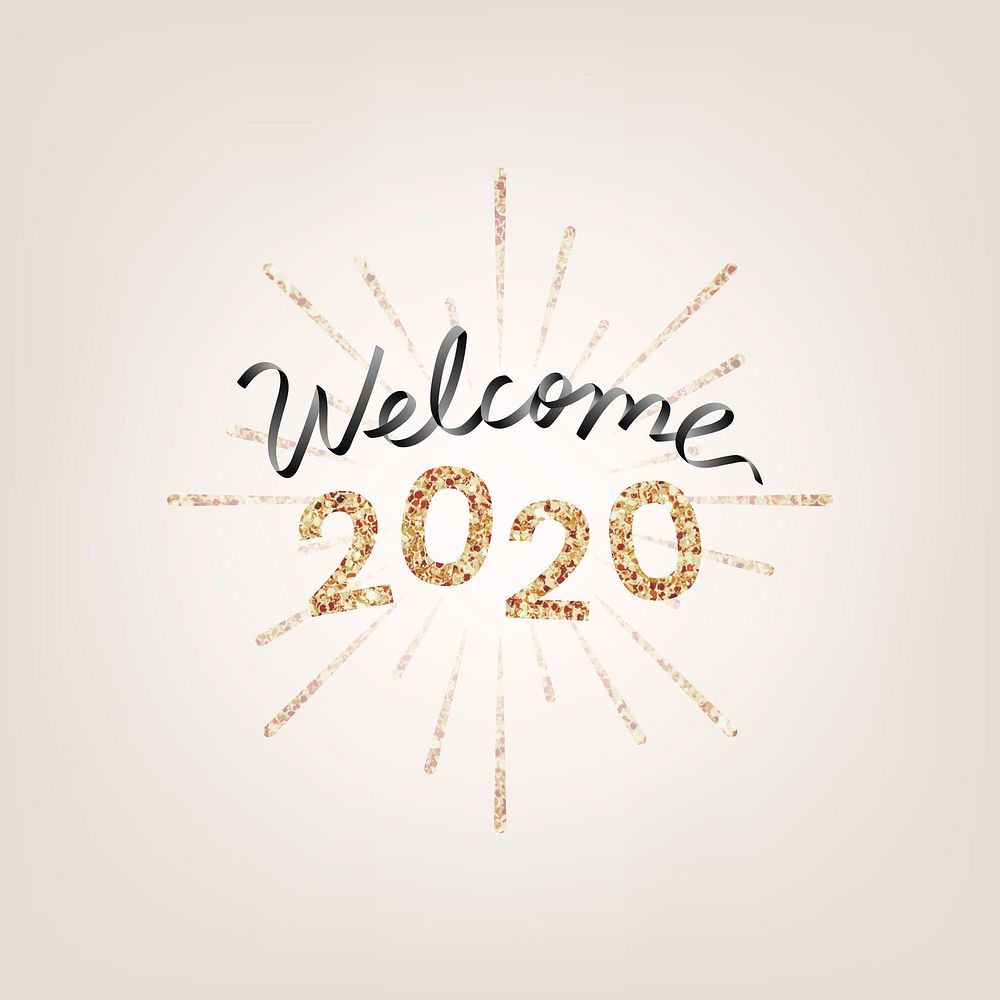 Golden shimmering welcome 2020 vector