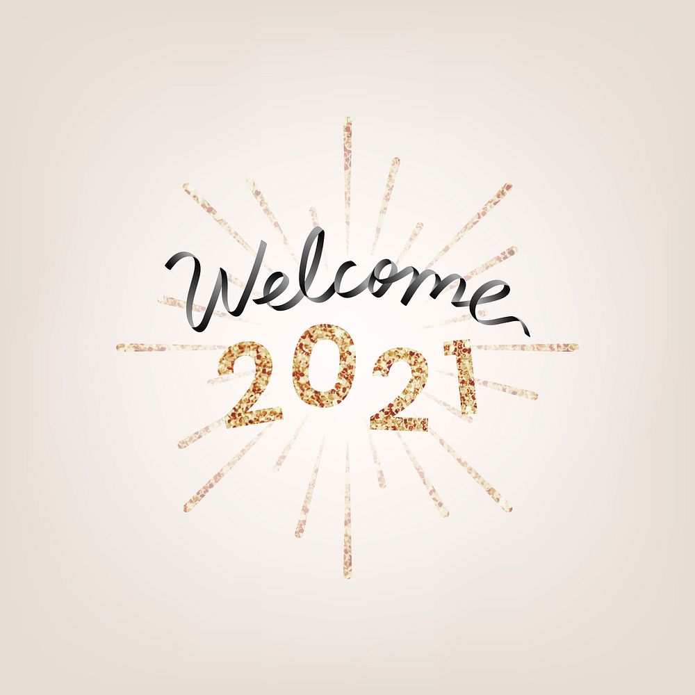 Festive golden welcome 2021 illustration