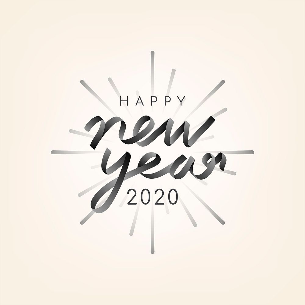Happy New Year 2020 typography illustration