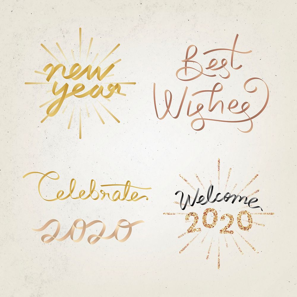 Festive new year 2020 typography illustration