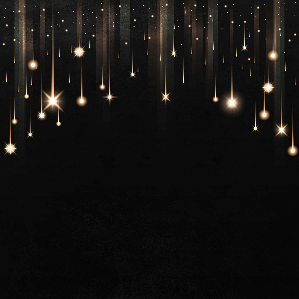 Gold sparkles patterned on black background illustration