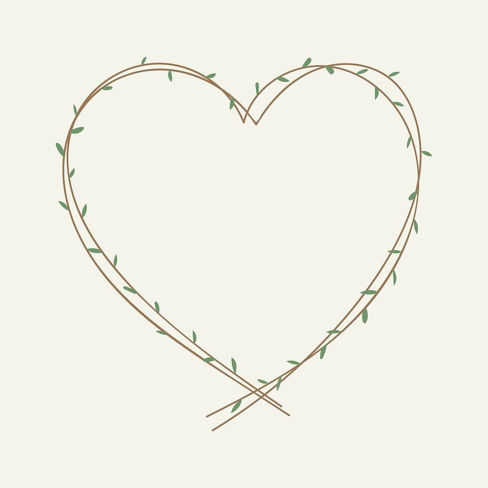 Green hearted wreath element vector