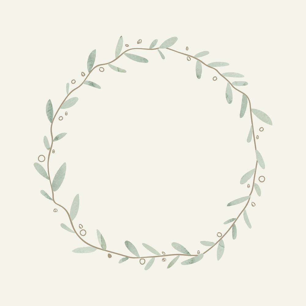 Green wreath on light green background illustration