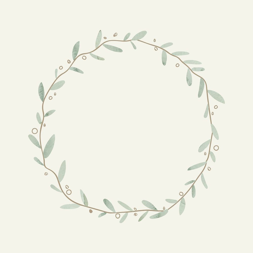 Green wreath on light green background vector