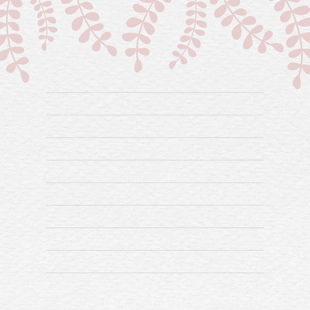 Pink leafy patterned note background vector