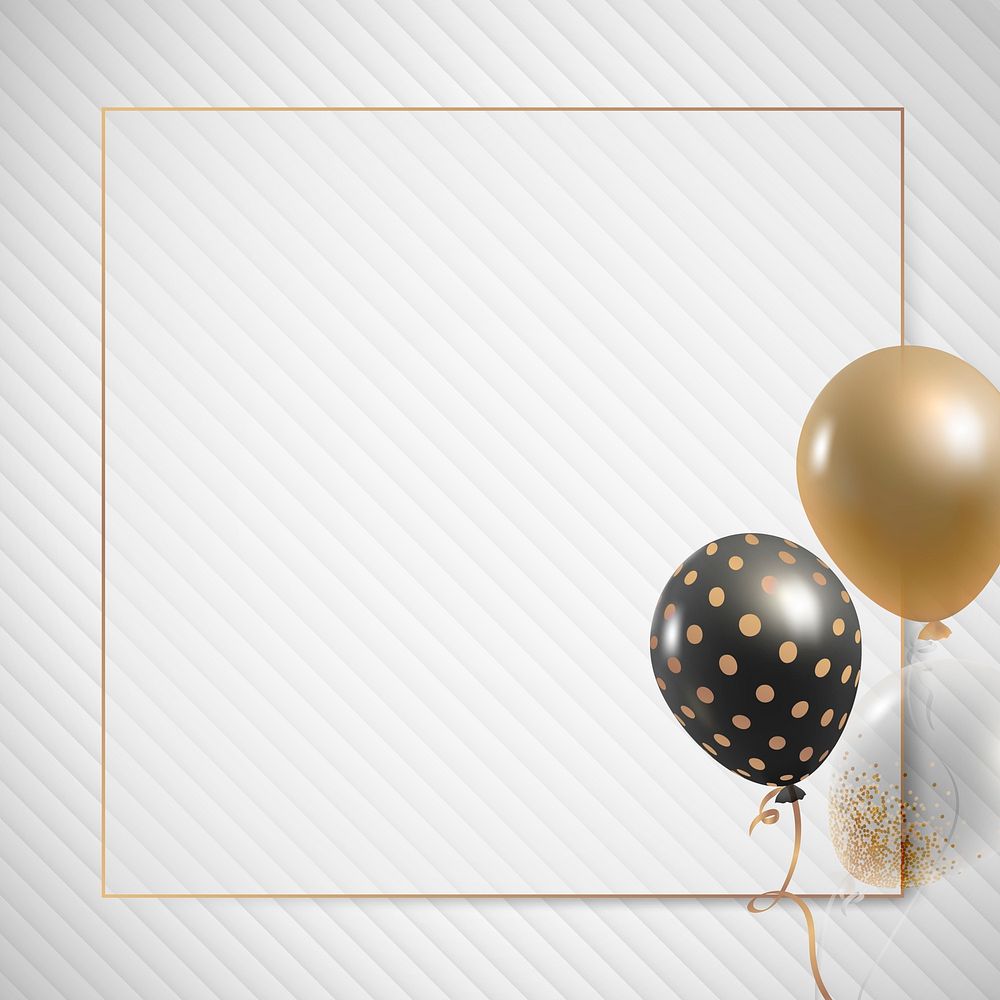 Golden square balloons frame design vector