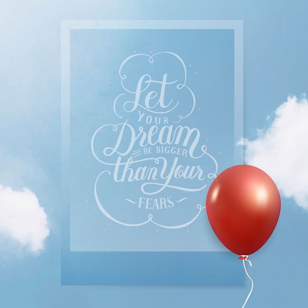 Inspiration sign with red flying balloon frame design vector
