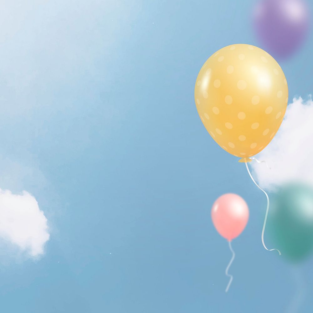 Beautiful sky background psd with colorful balloons