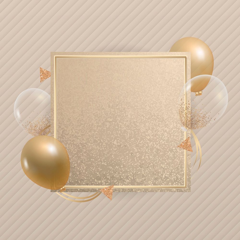 Golden frame with luxury balloons