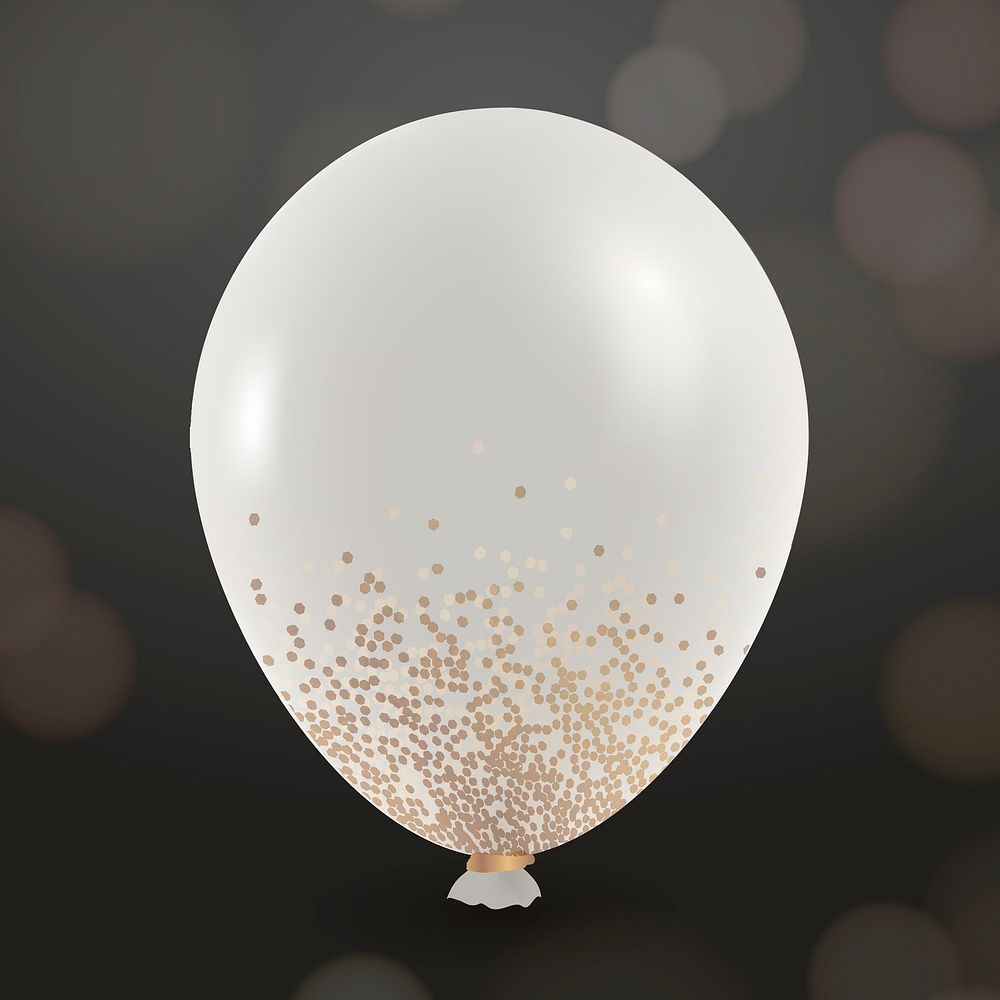 White glitz and confetti party balloon