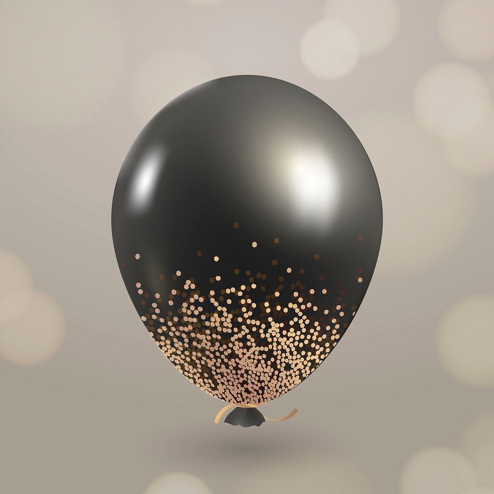 Black glitz confetti party balloon vector