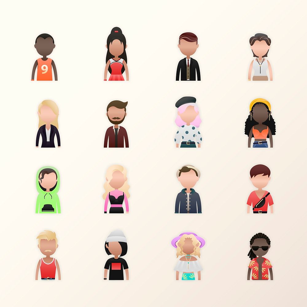 Set of diverse people avatars vector