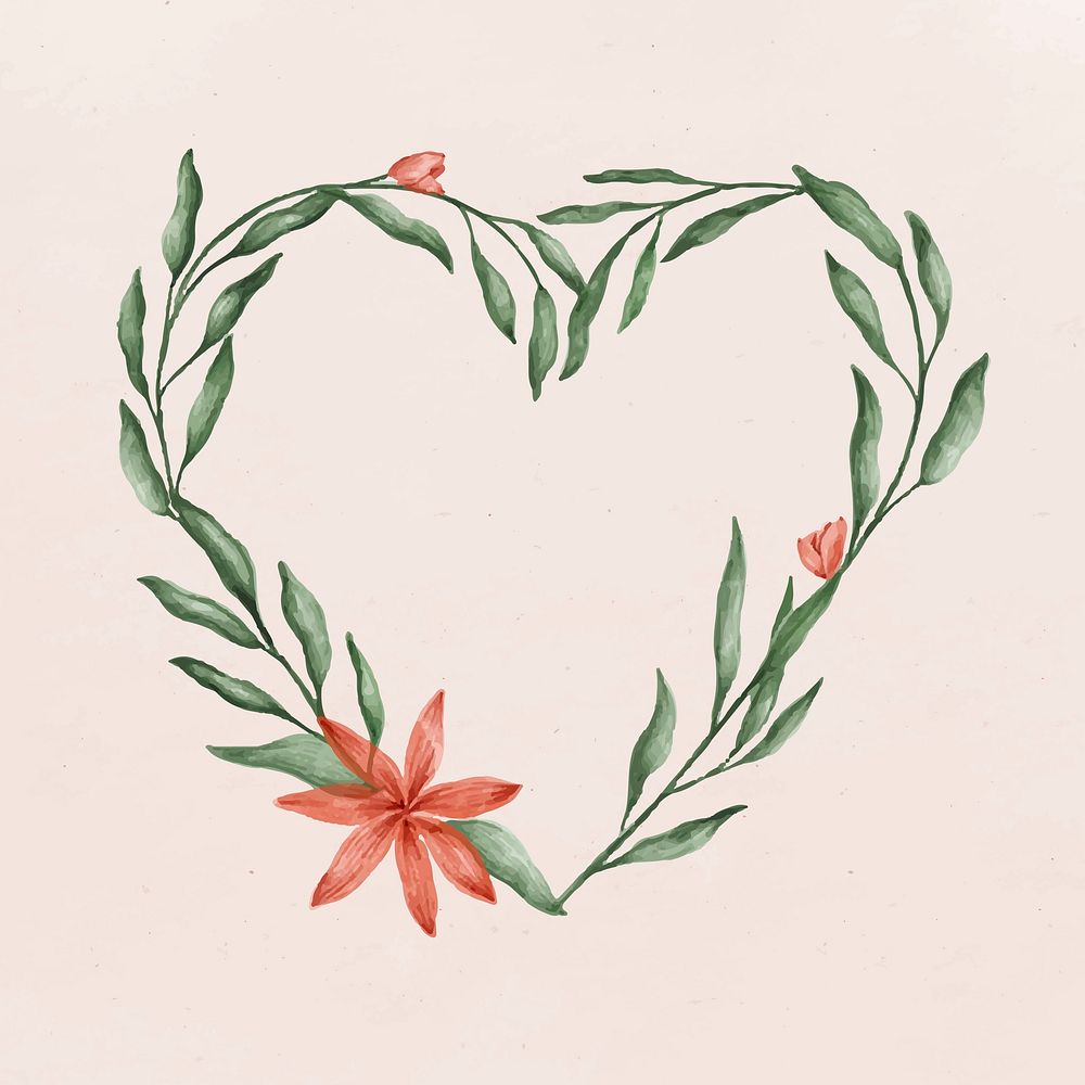 Heart shaped floral wreath vector
