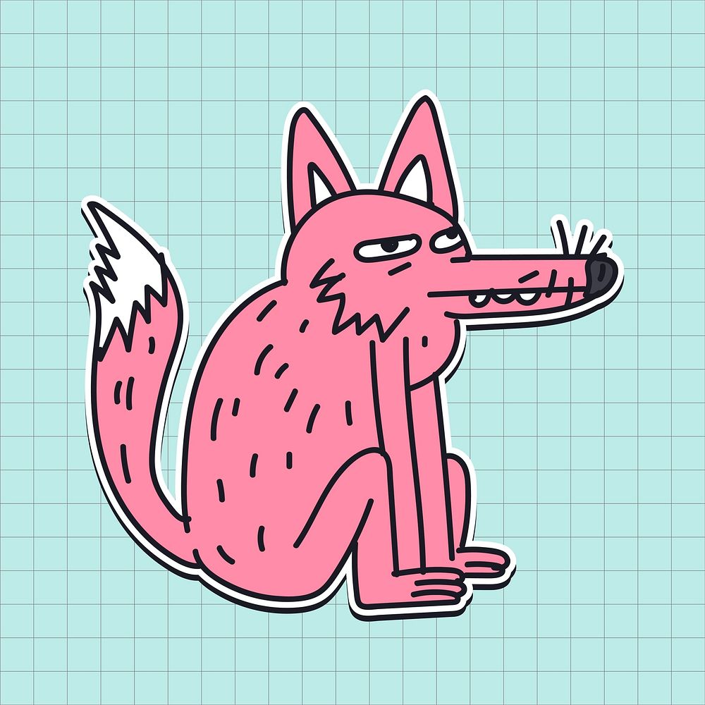 Hand drawn pinky wolf sticker vector