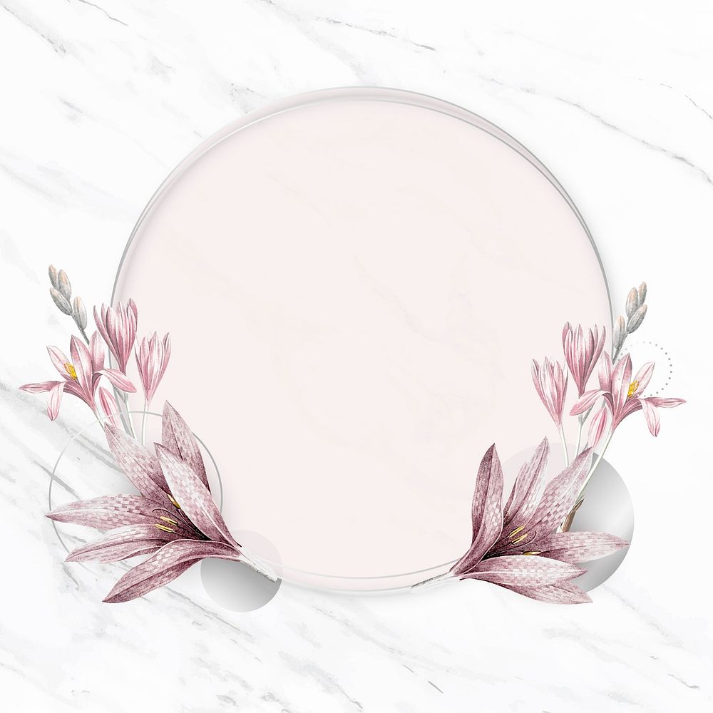 Pink amaryllis pattern with silver frame vector