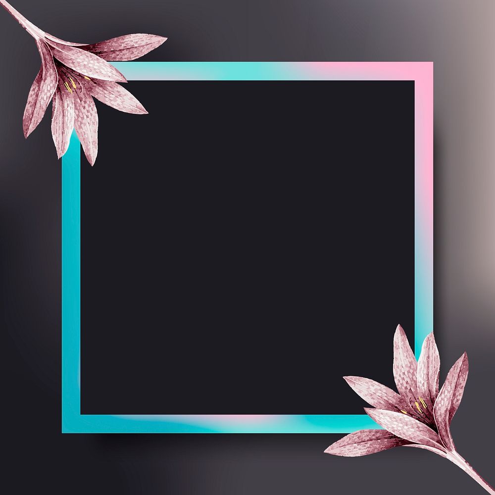 Square frame with pink amaryllis pattern vector