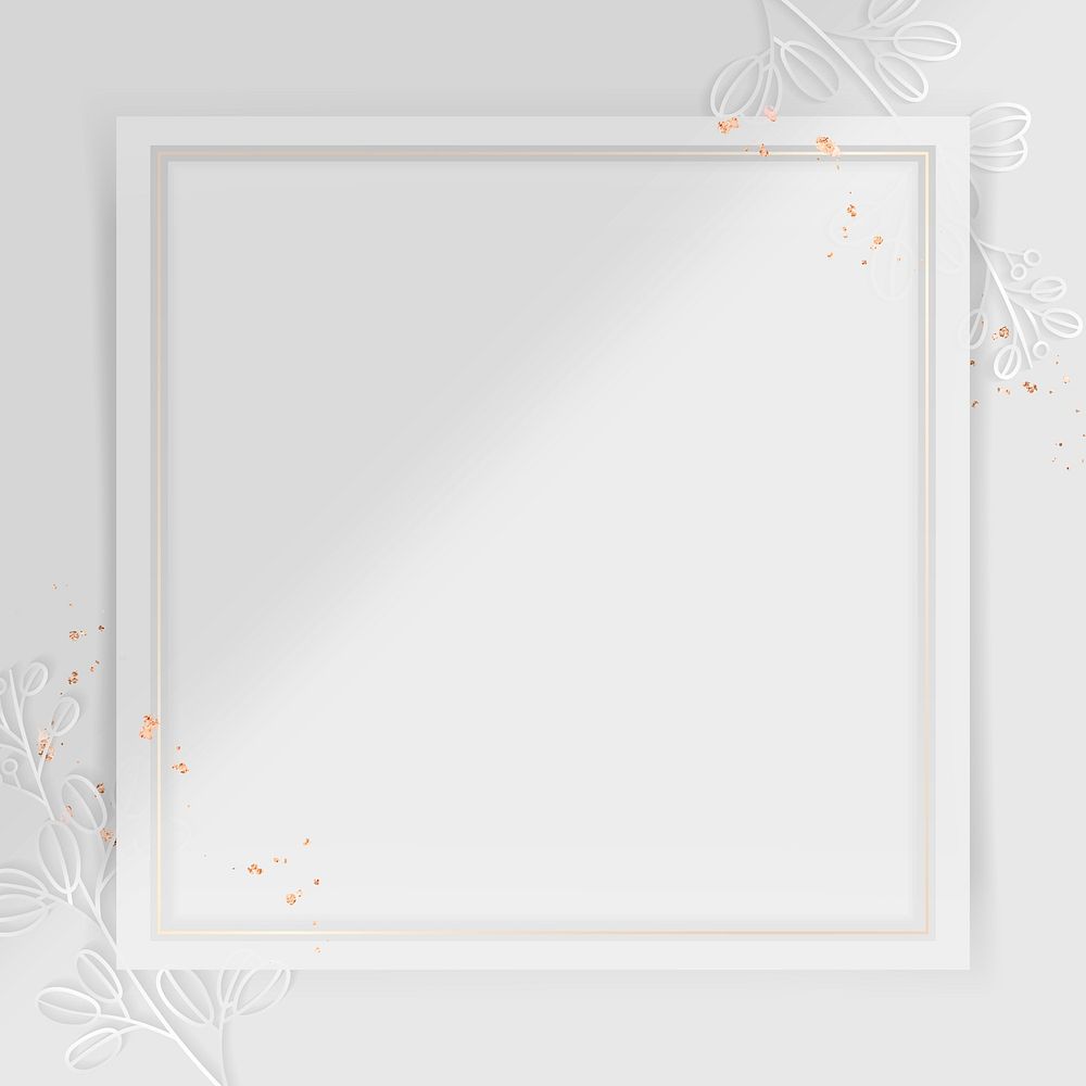 Square frame on silver floral pattern background vector