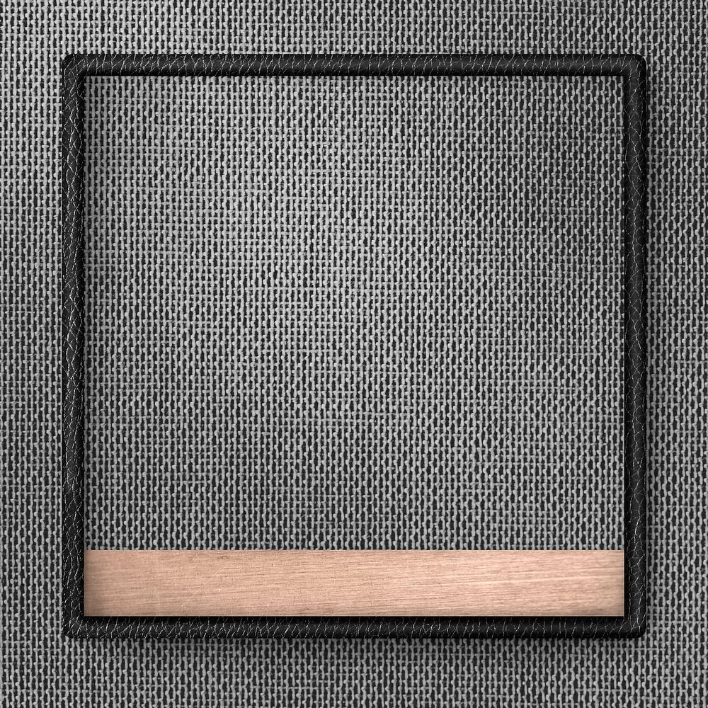 Black leather frame on gray fabric texture background illustration