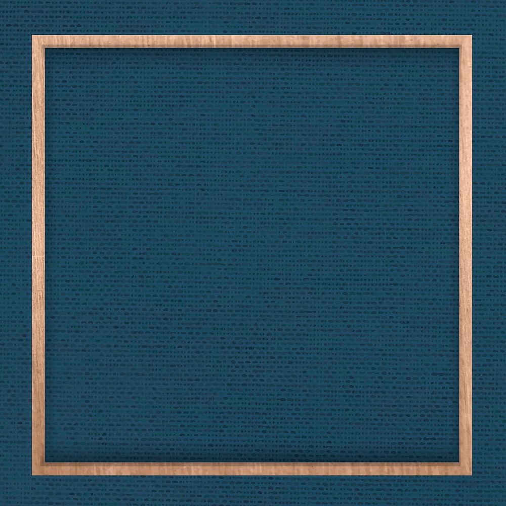Wooden frame on blue fabric textured background vector