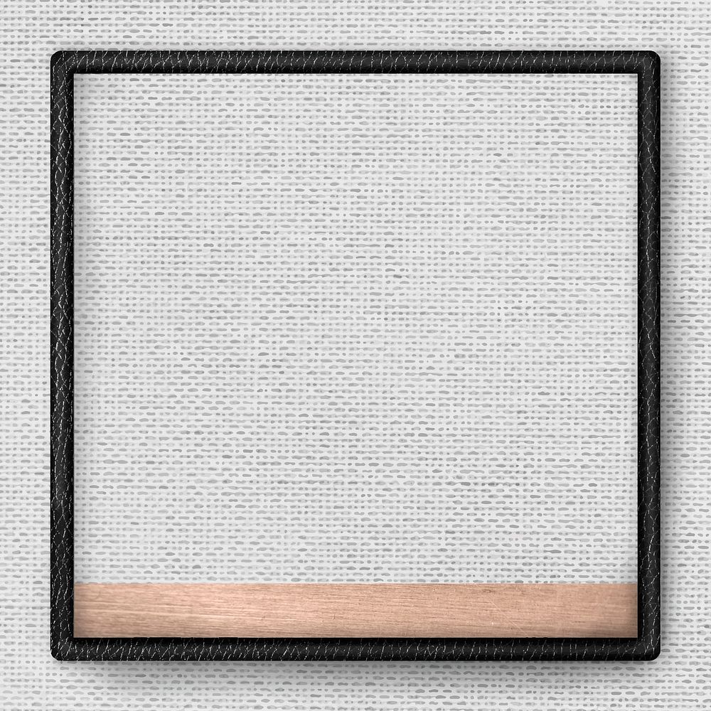 Black leather frame on gray fabric texture background vector