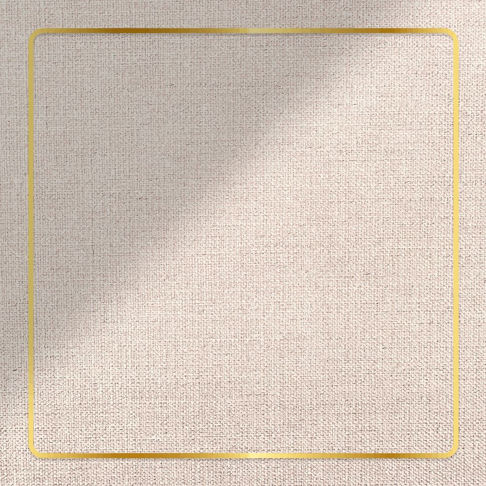 Gold frame on brown fabric textured background vector