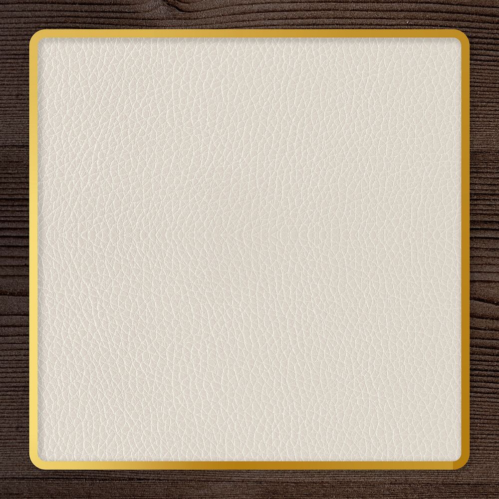 Gold frame on beige leather background template illustration