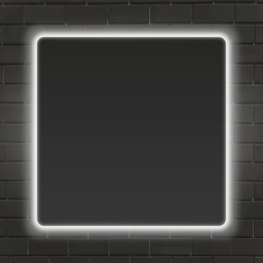 Square white neon light frame template vector