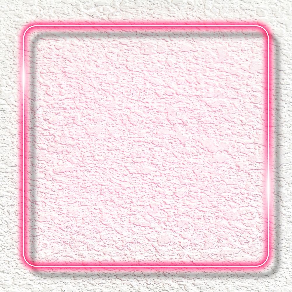 Square pink neon light frame template vector