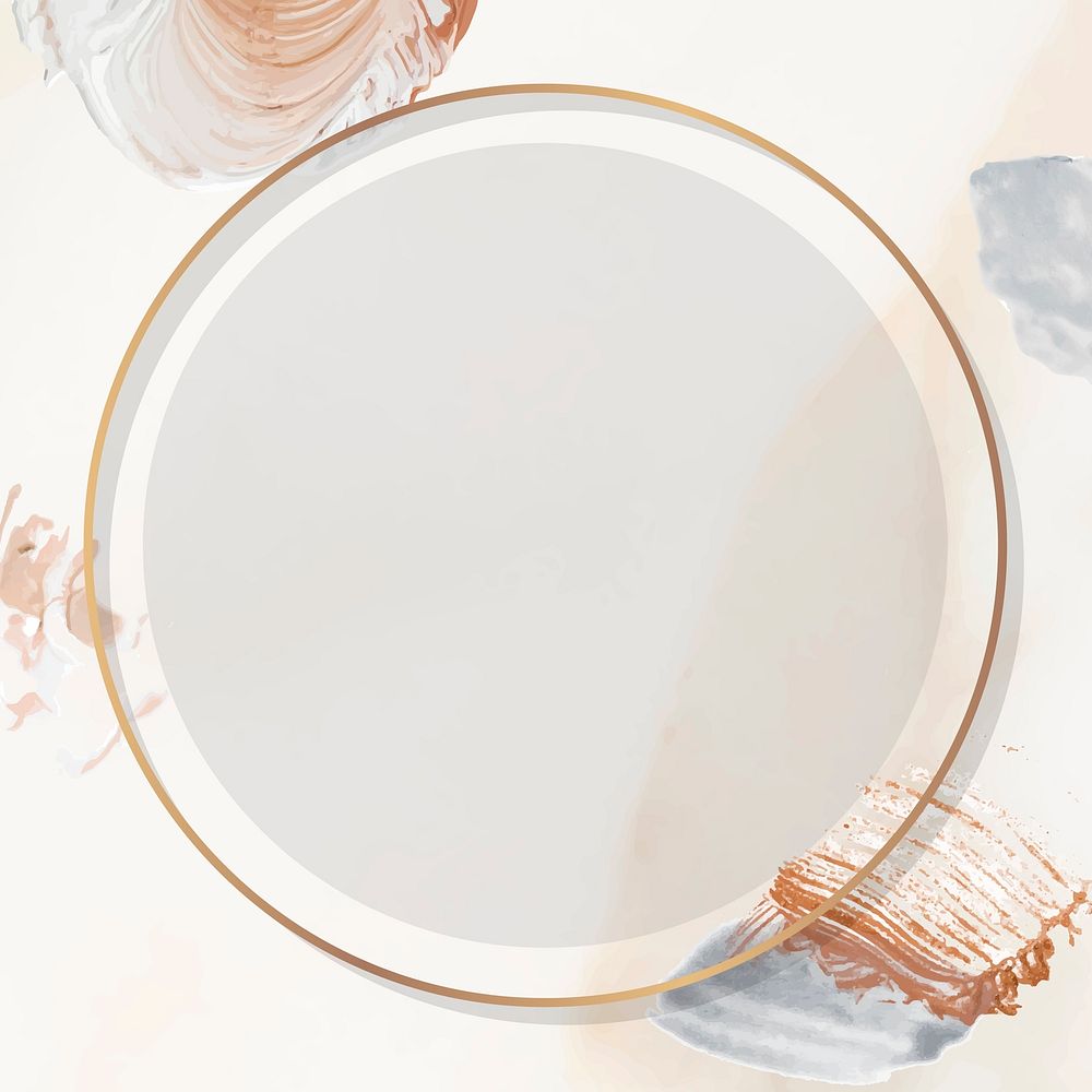 Round gold frame with paintbrush textured background vector