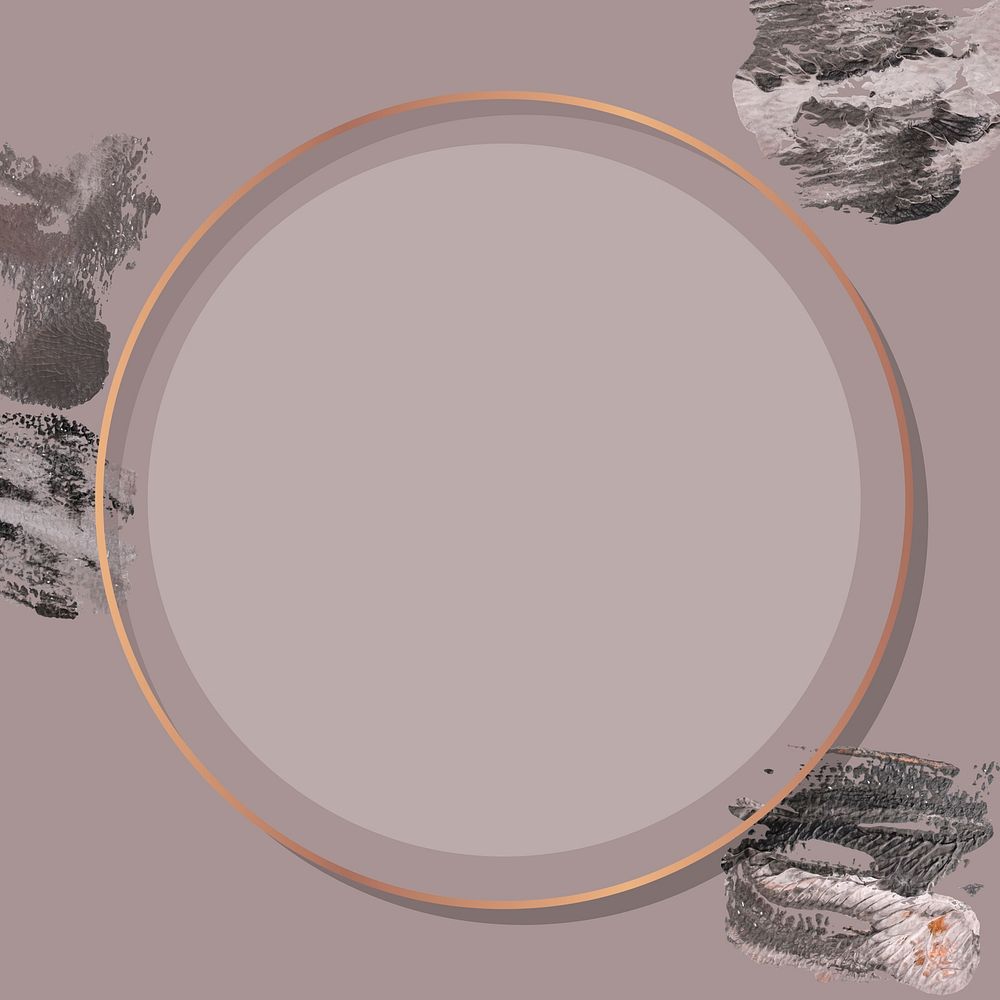 Round bronze frame with paintbrush textured background vector