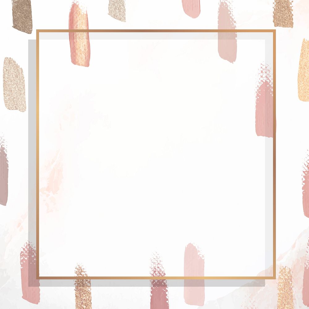 Square gold frame with paintbrush textured background vector