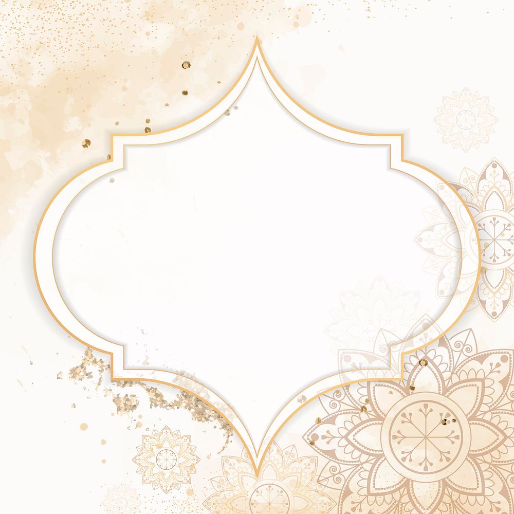 Gold frame on Diwali pattern background vector