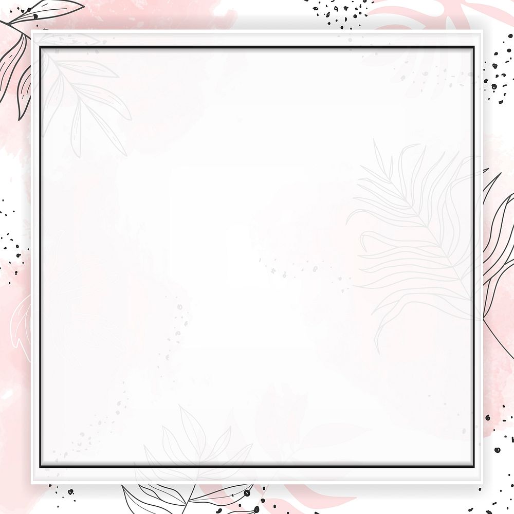 Pink square watercolor frame vector