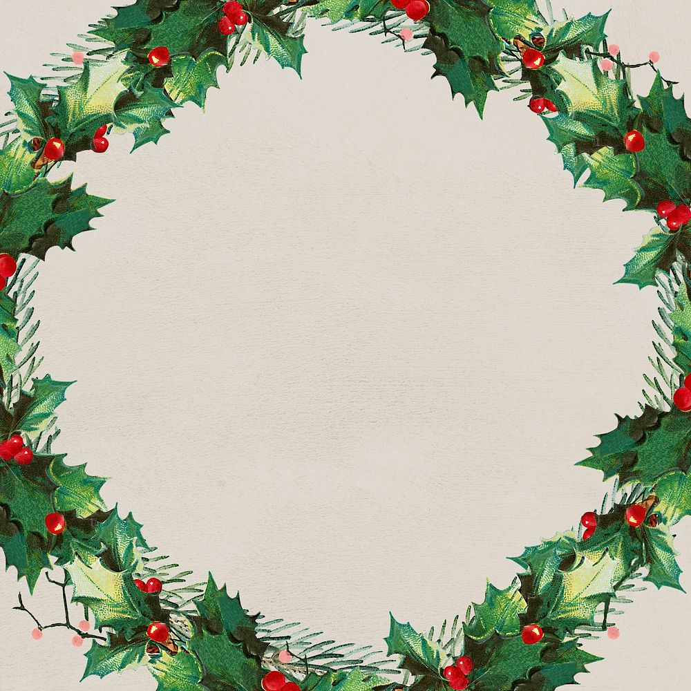 Blank festive christmas wreath social ads template vector