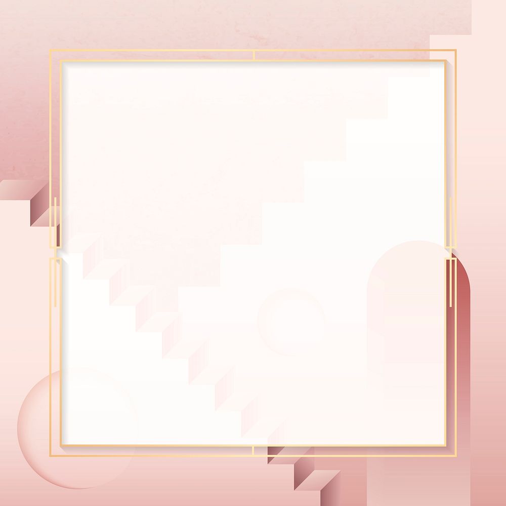 Golden square frame on a pink background vector