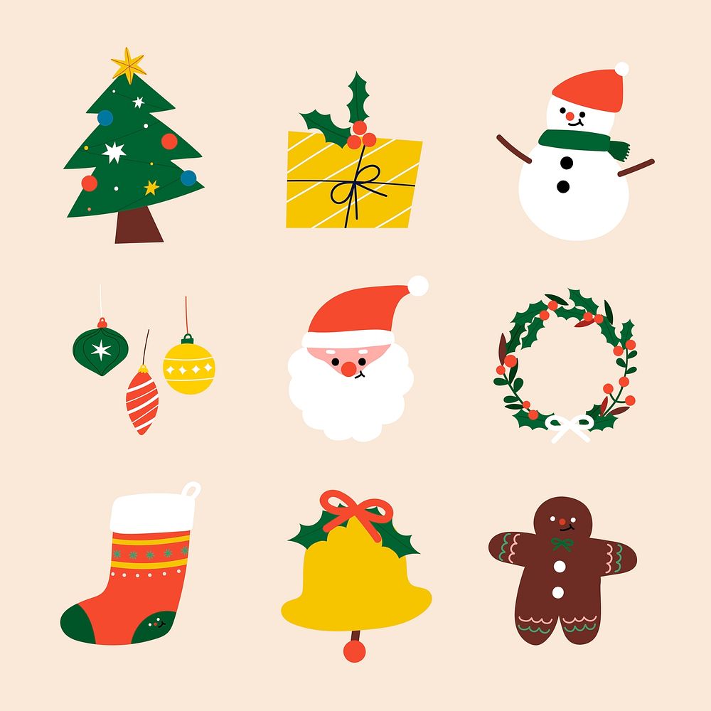 Festive Christmas icon set social ads template vector