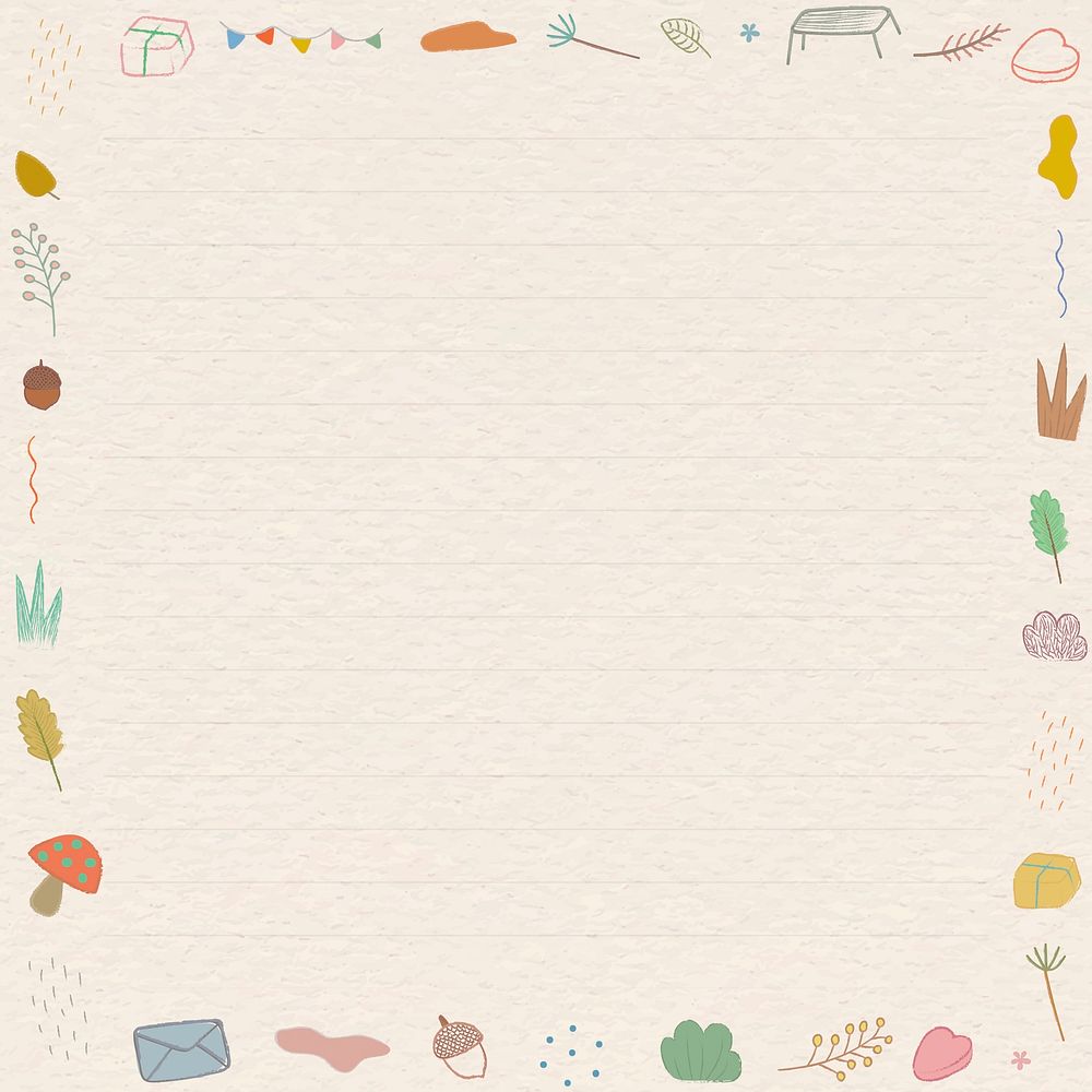 Autumn crayon doodles patterned frame