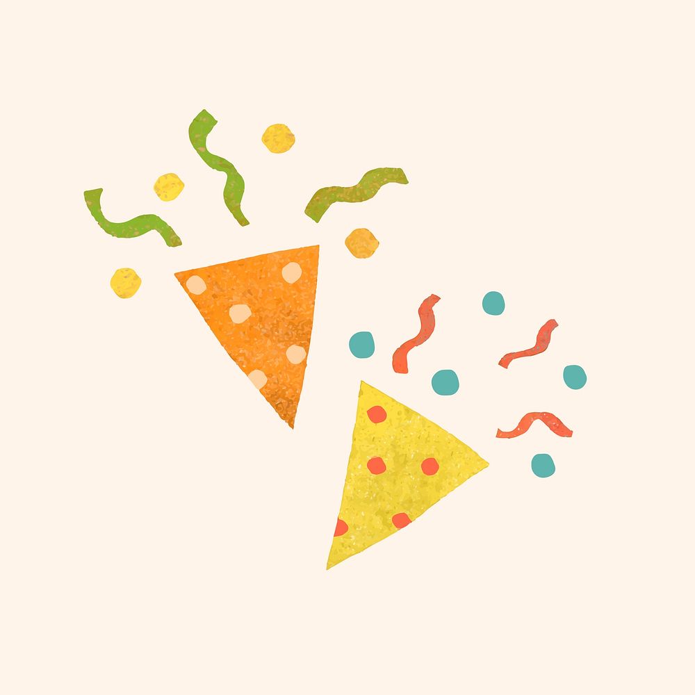 Party popper doodle element vector