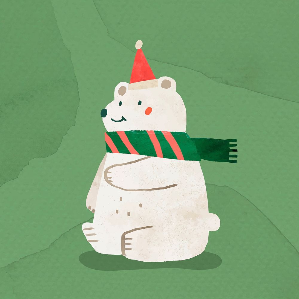 Christmas white bear doodle vector
