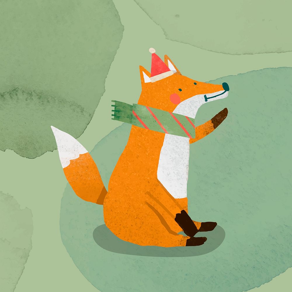 Fox doodle element vector