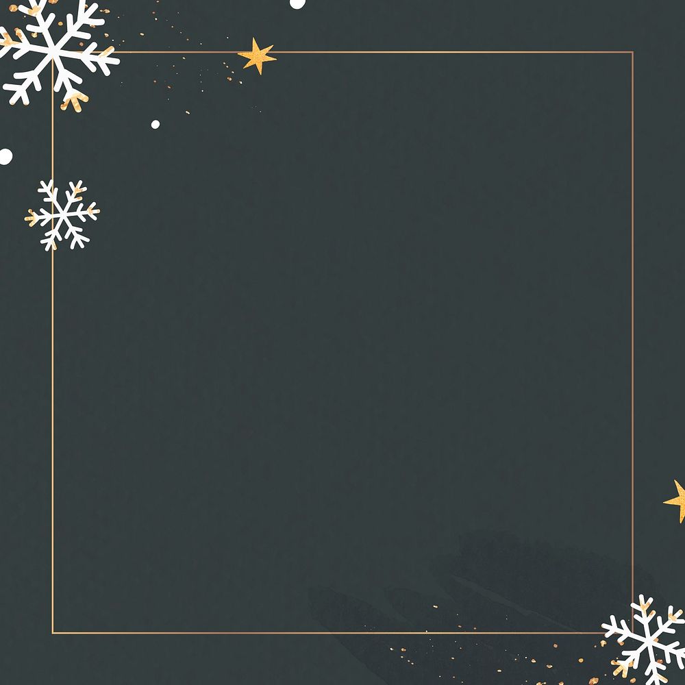 Gold frame with snowflakes patterned background vector
