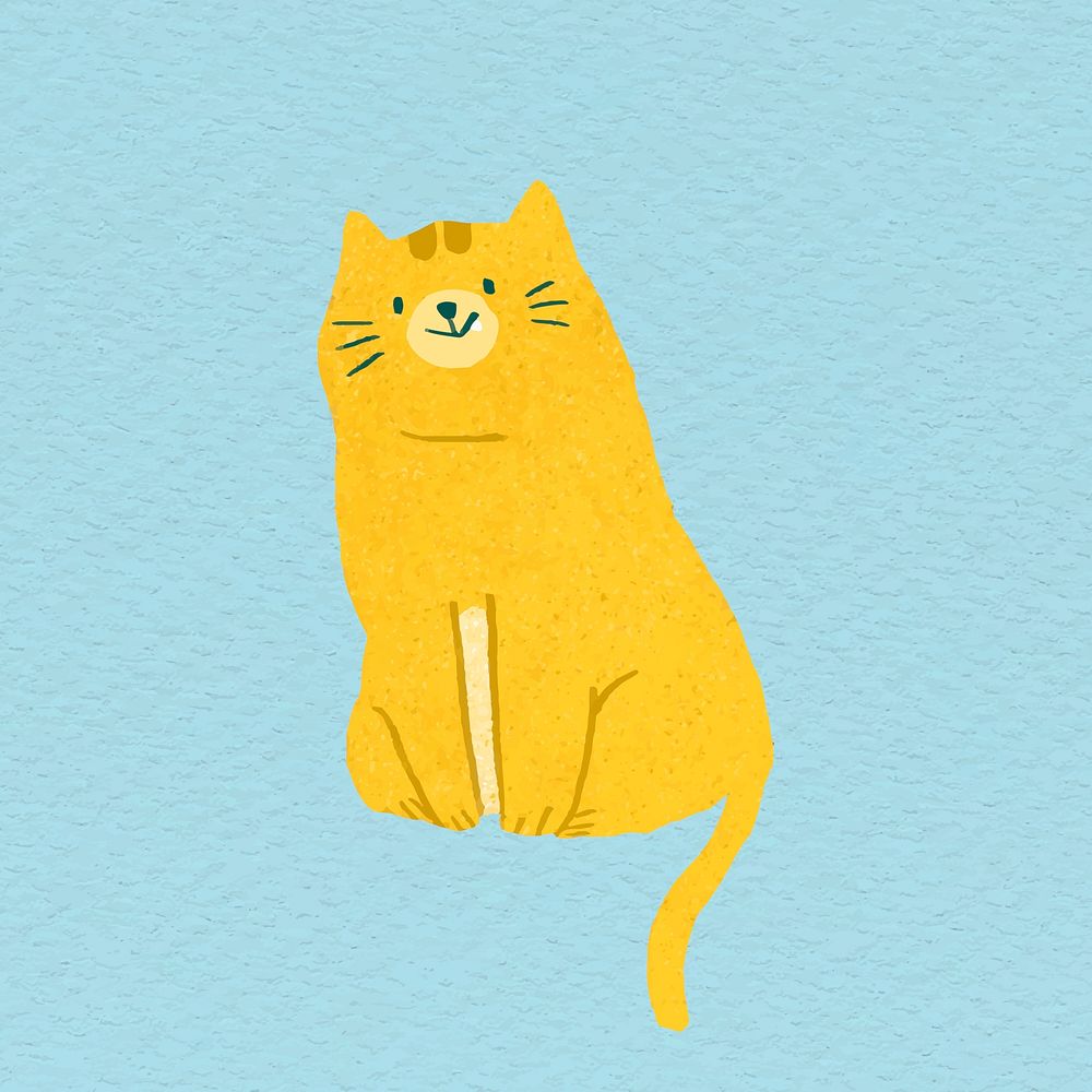 Hand drawn kitten on blue background vector