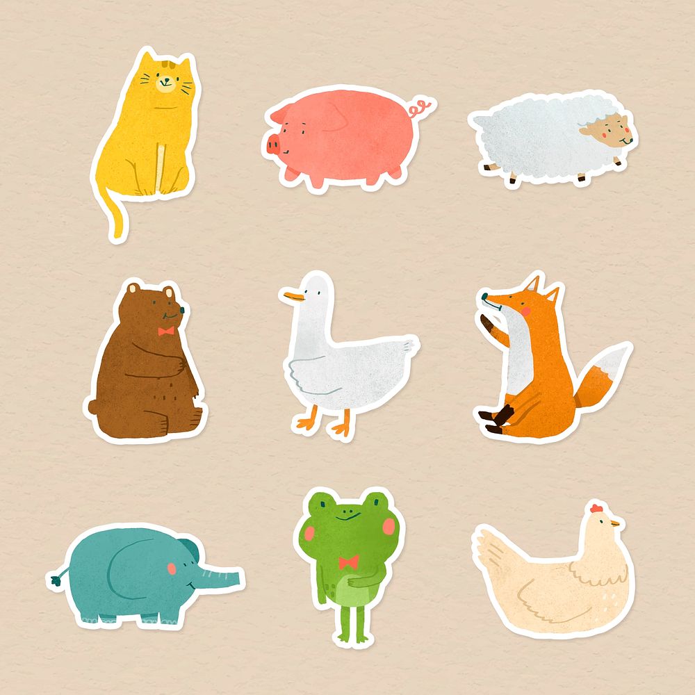 Hand drawn animal stickers collection | Premium Vector - rawpixel