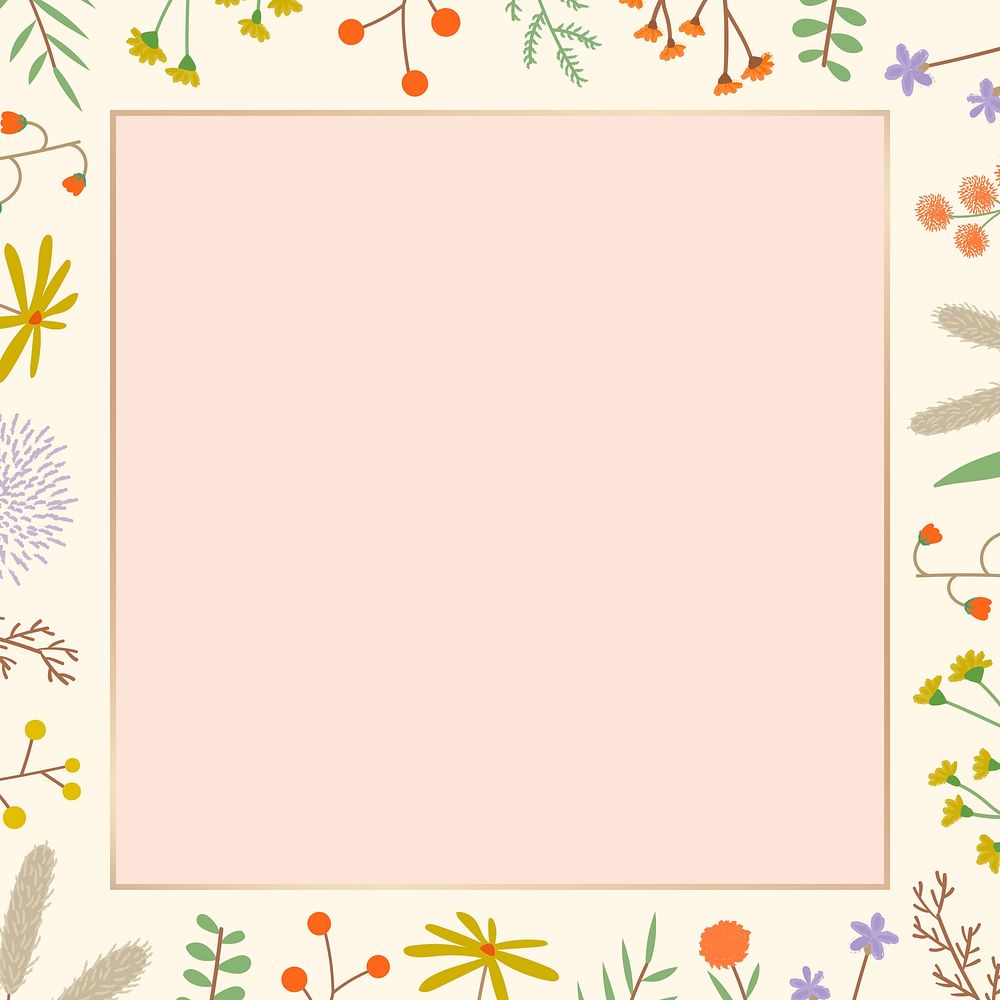 Doodle nature patterned frame vector