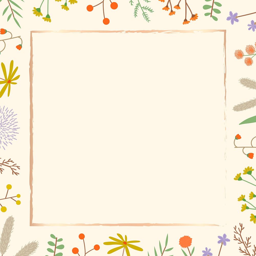 Doodle nature patterned frame vector