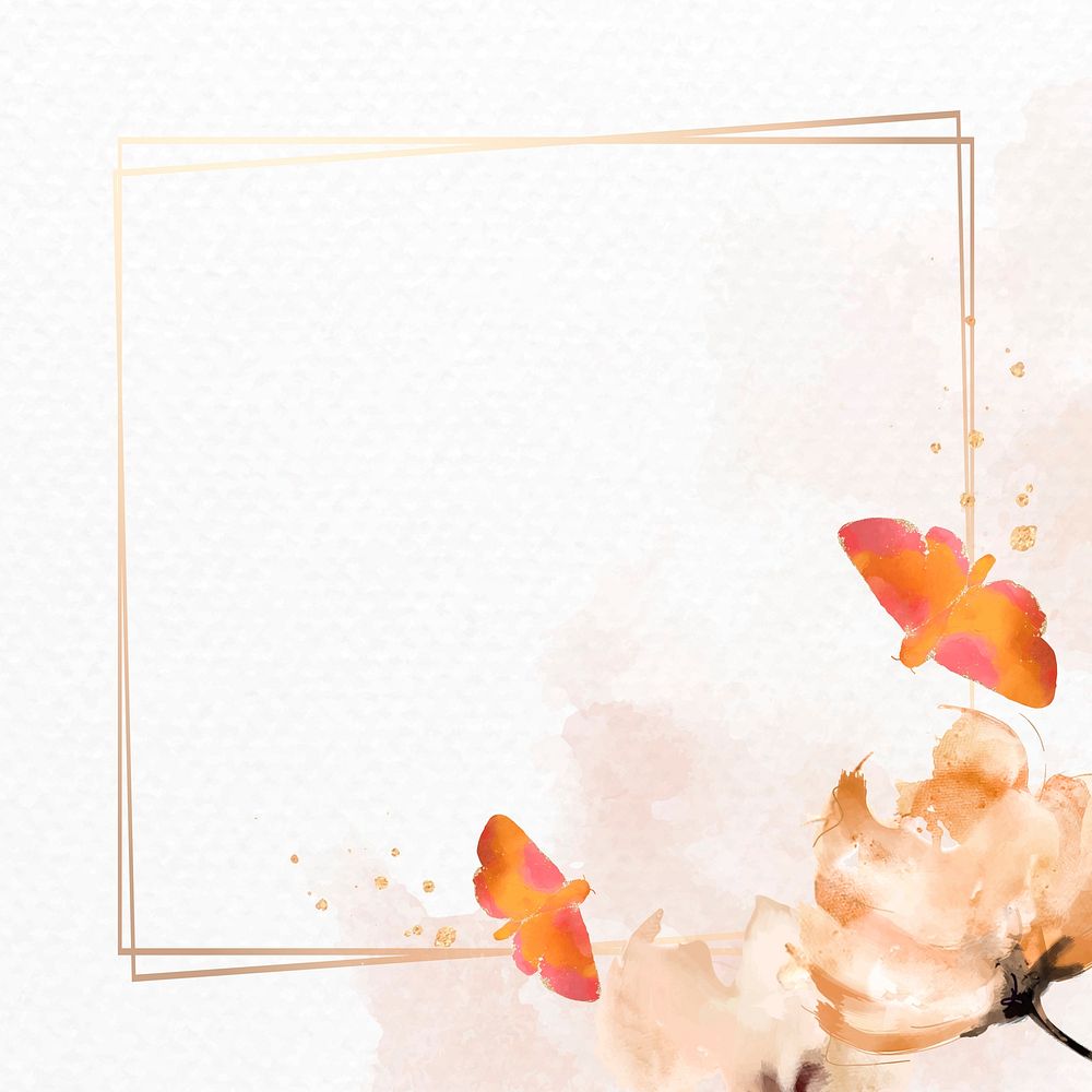 Moths and flowers watercolor frame vector