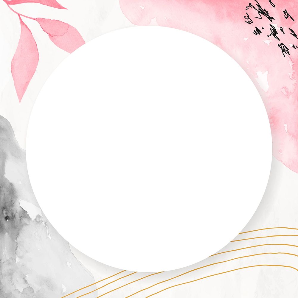 Round frame on pink floral background vector