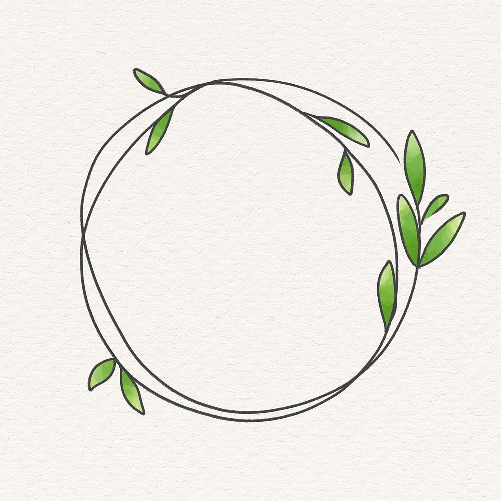 Doodle wreath frame on beige background illustration mockup