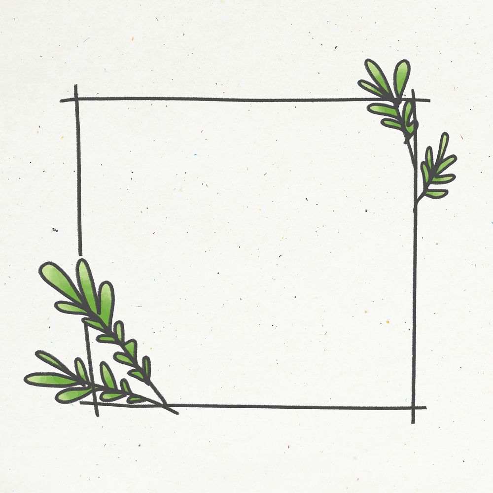Green leafy frame on beige background illustration mockup